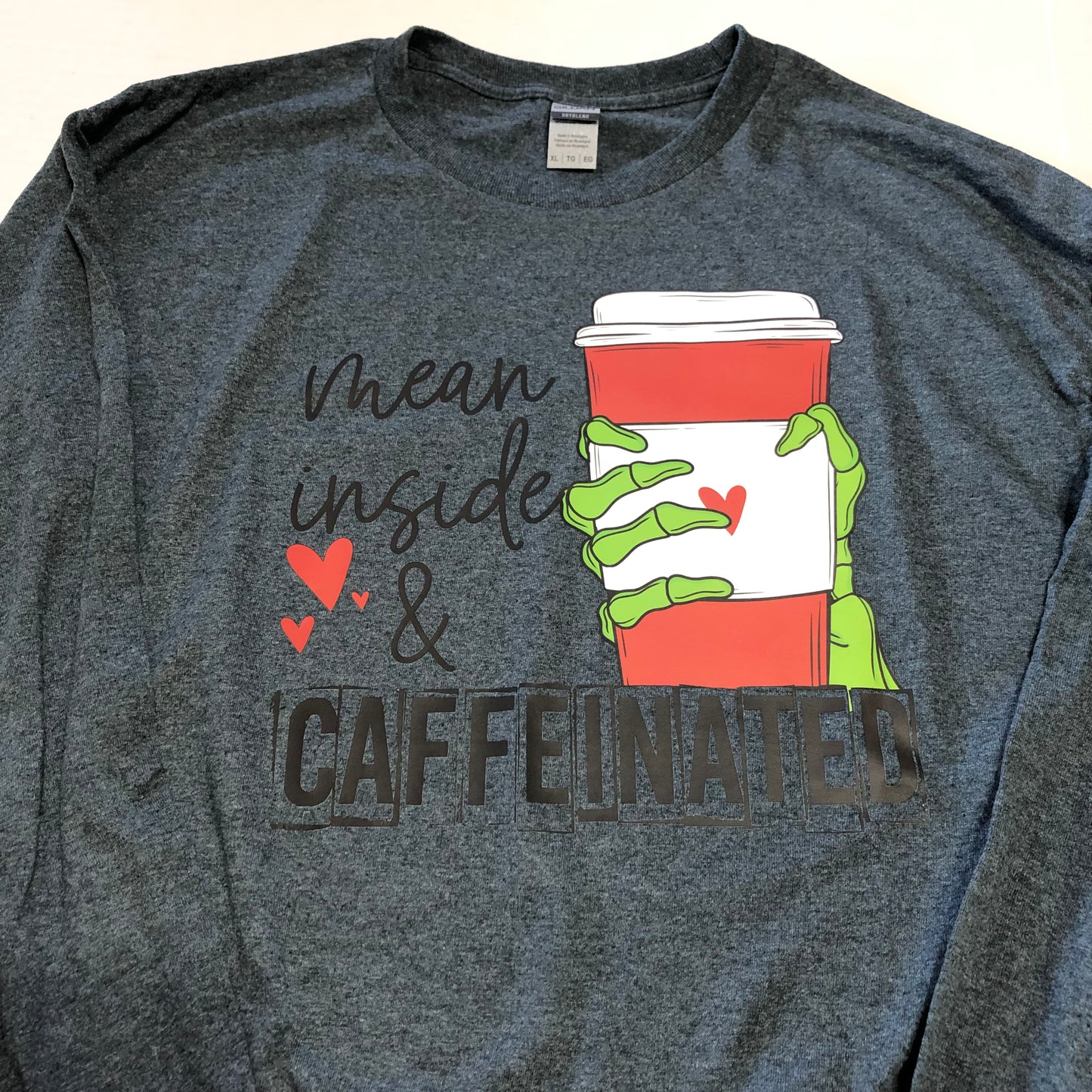 Mean Inside & Caffeinated Grey Long Sleeve Tee