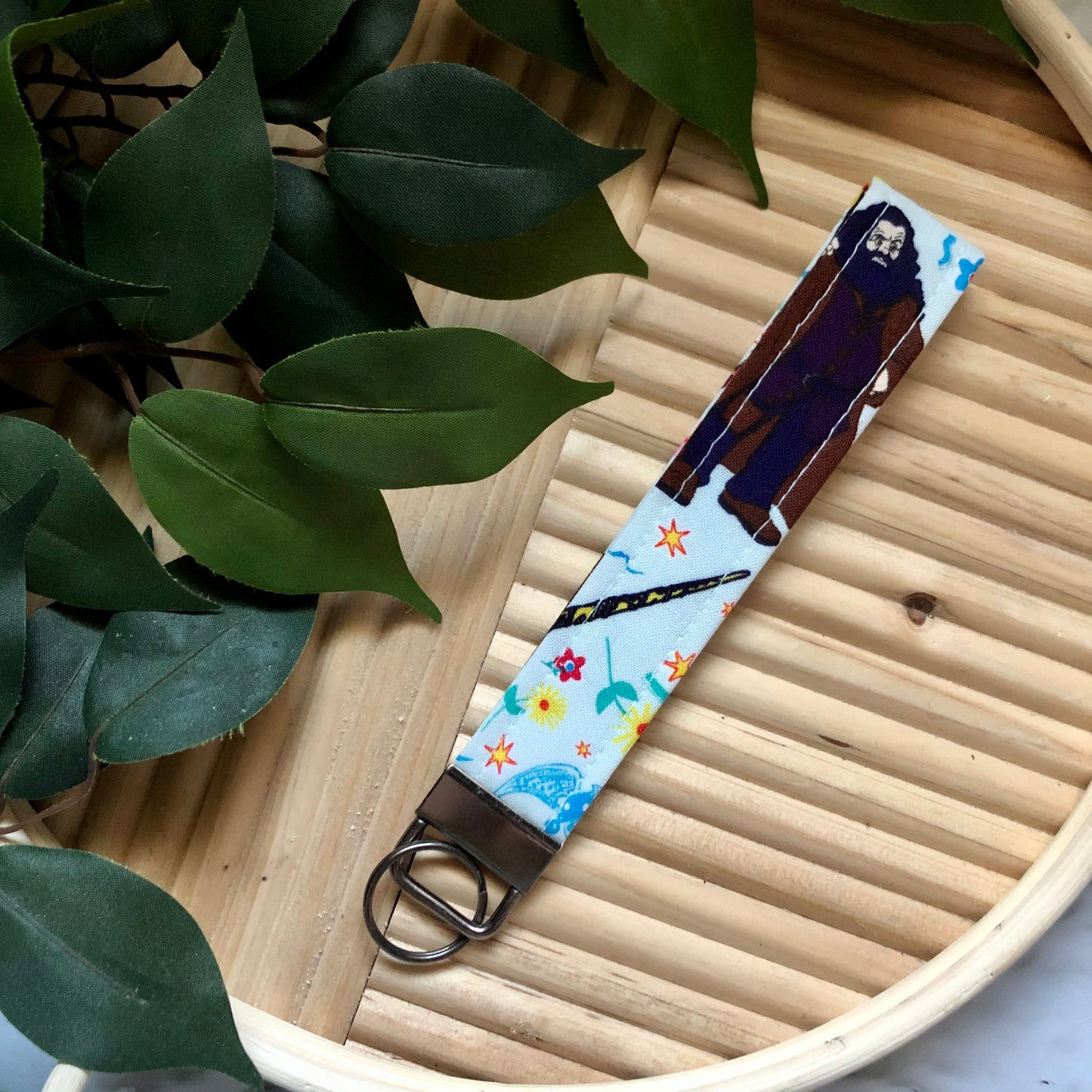 Harry Potter Character Cartoon Print Fabric Wristlet Keychain, Key Fob