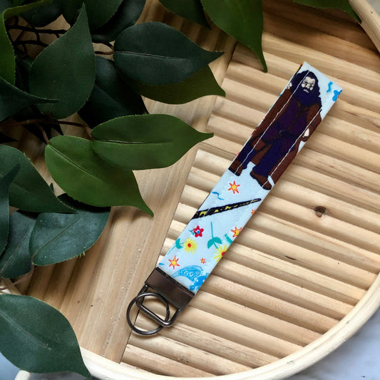 Harry Potter Character Cartoon Print Fabric Wristlet Keychain, Key Fob