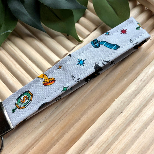 Harry Potter House Print Fabric Wristlet Keychain, Key Fob