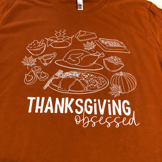 Thanksgiving Obsessed Autumn Orange Tee