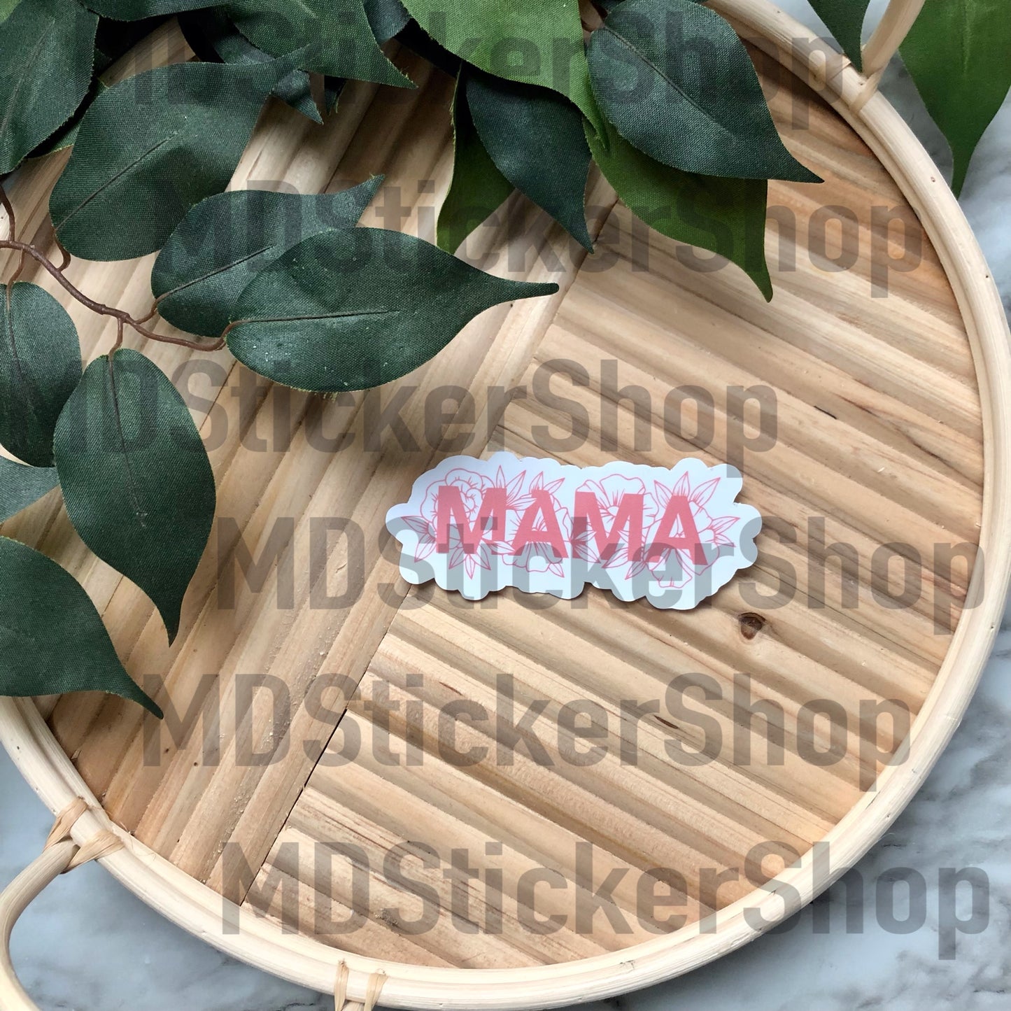 Mama Floral Pink Vinyl Sticker