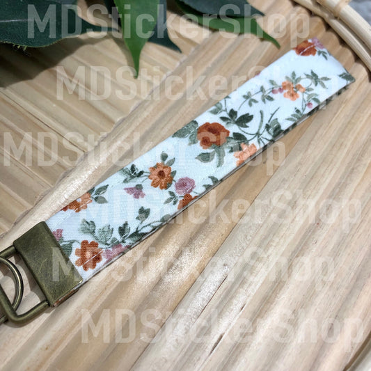 Vintage Floral Print Fabric Keychain