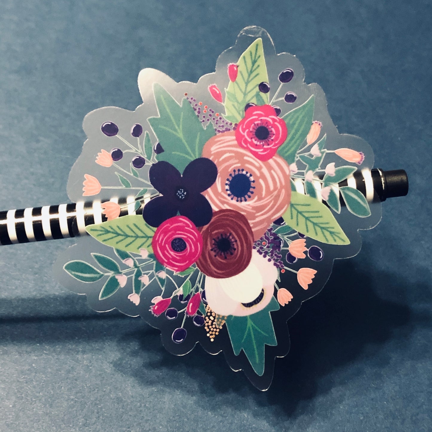 Purple/Pink Floral Bouquet CLEAR Vinyl Sticker