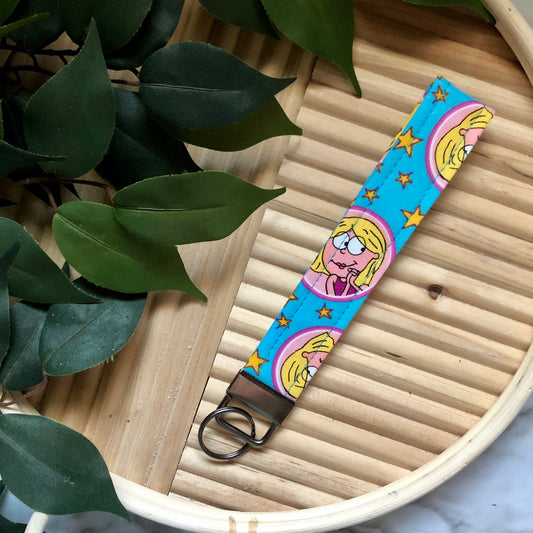 Lizzie McGuire Print Fabric Wristlet Keychain, Key Fob