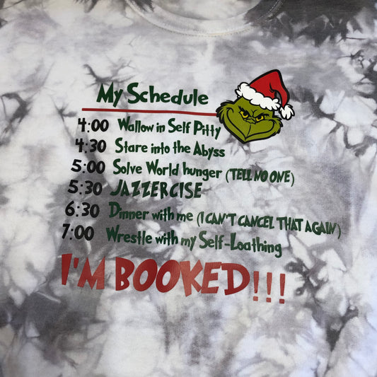 Grinch Schedule Grey Tie Dye Pullover, Sweatshirt