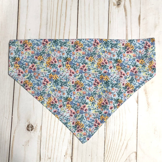 Tiny Blue Floral Print Fabric Pet Bandana