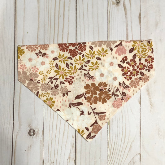 Earthy Floral Print Fabric Pet Bandana