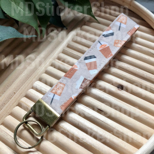 Coffee Lover Print Fabric Keychain