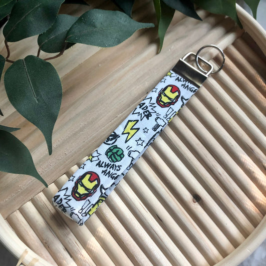 Avengers Doodle Print Fabric Keychain, Key Fob