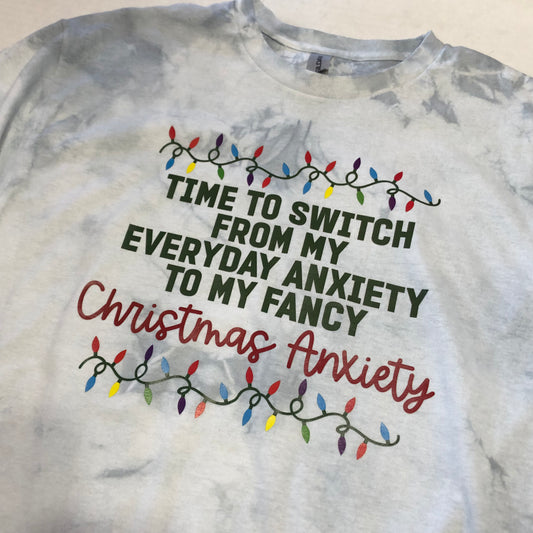 Christmas Anxiety Grey Tie Dye Tee
