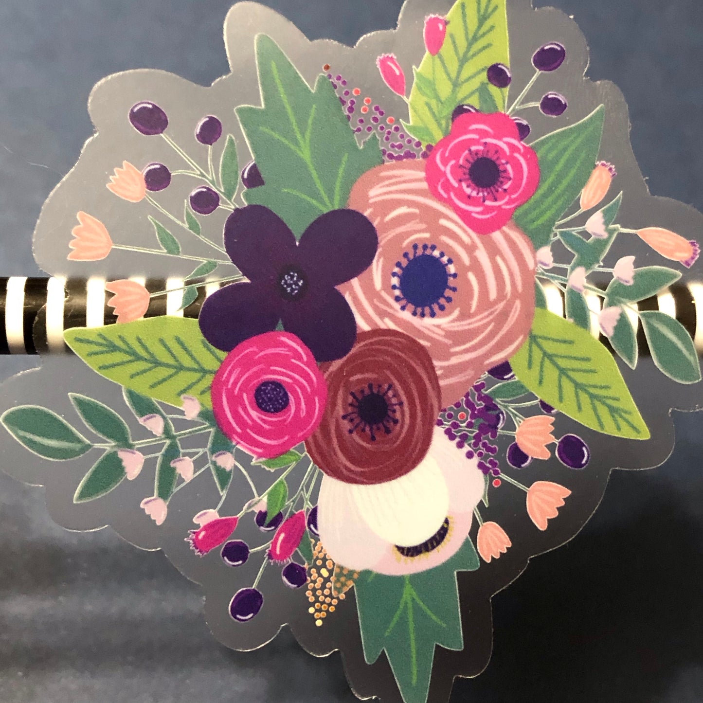 Purple/Pink Floral Bouquet CLEAR Vinyl Sticker
