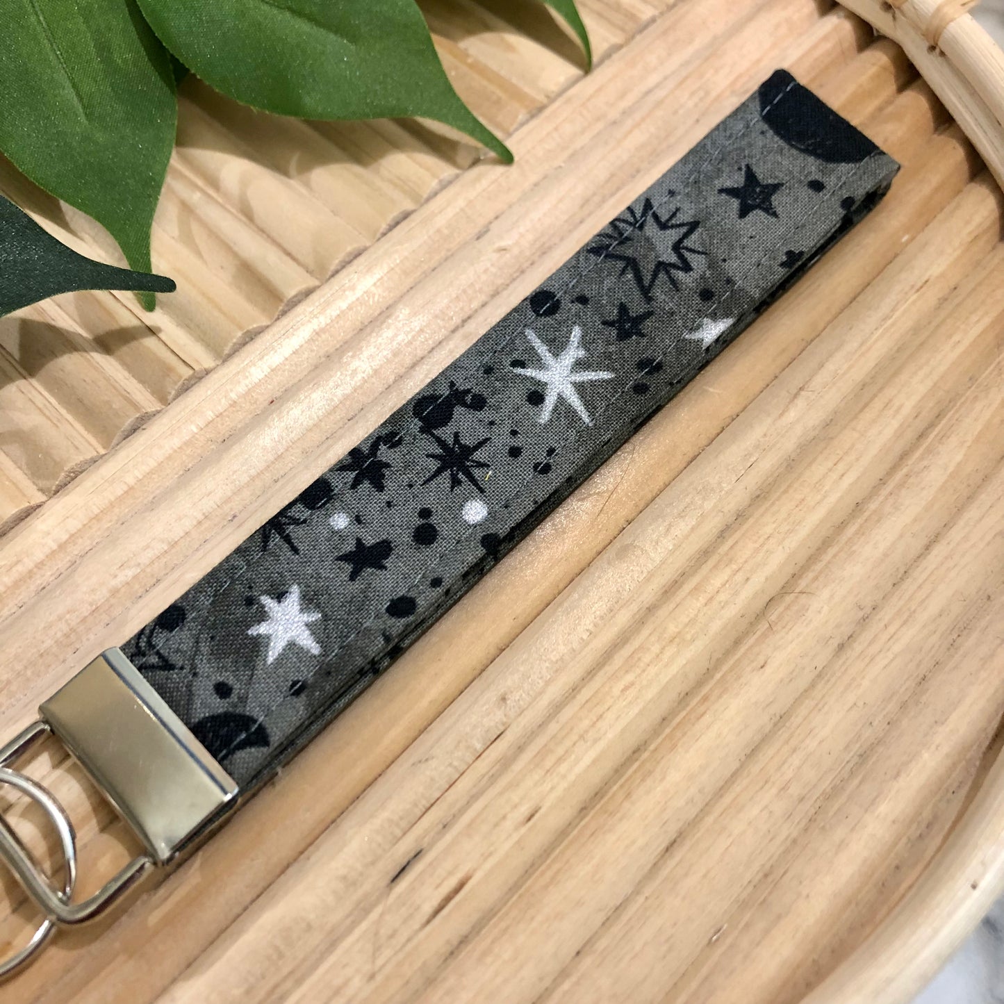 Dark Star Print Fabric Keychain, Key Fob
