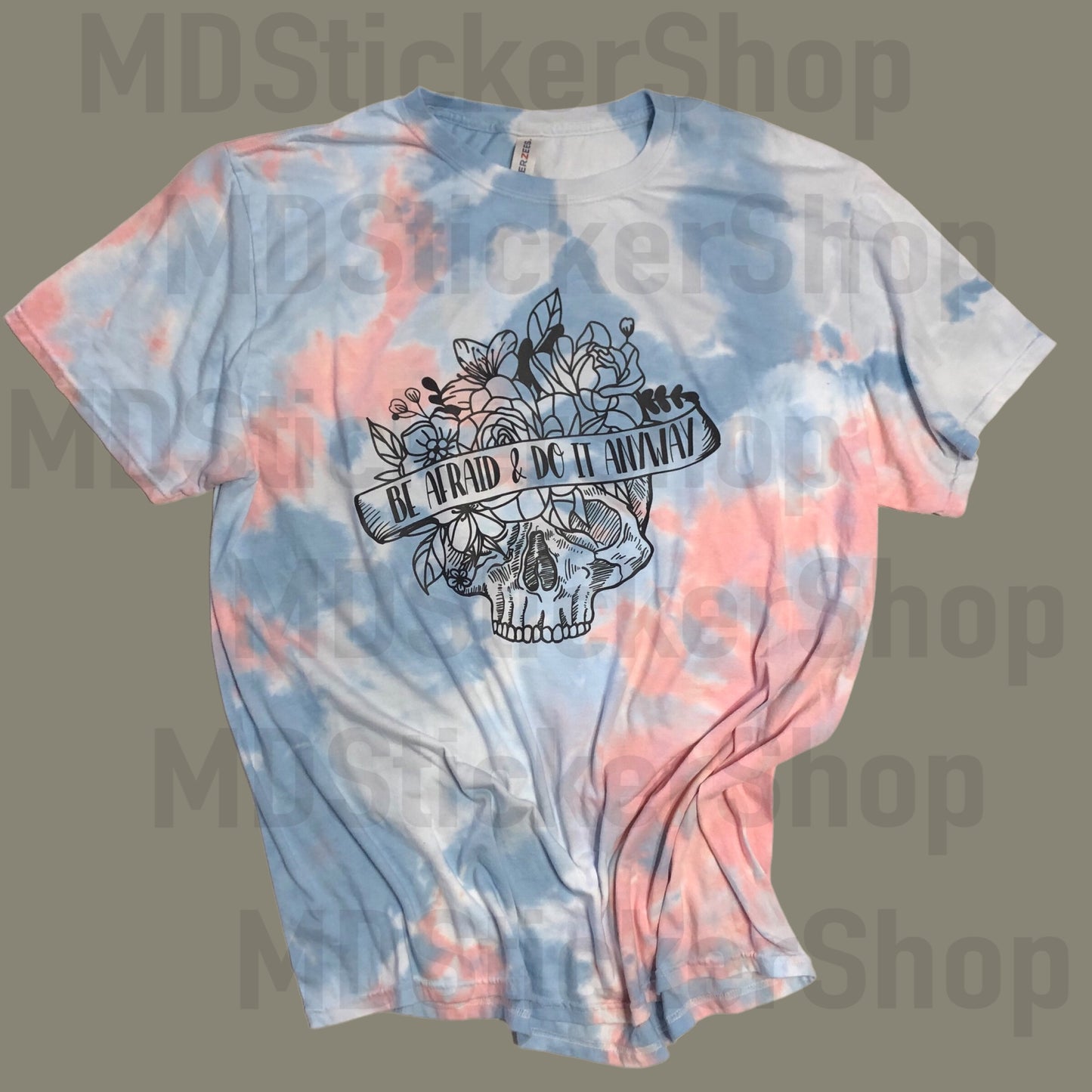 Be Afraid & Do It Anyway Coral Tie Dye Tee