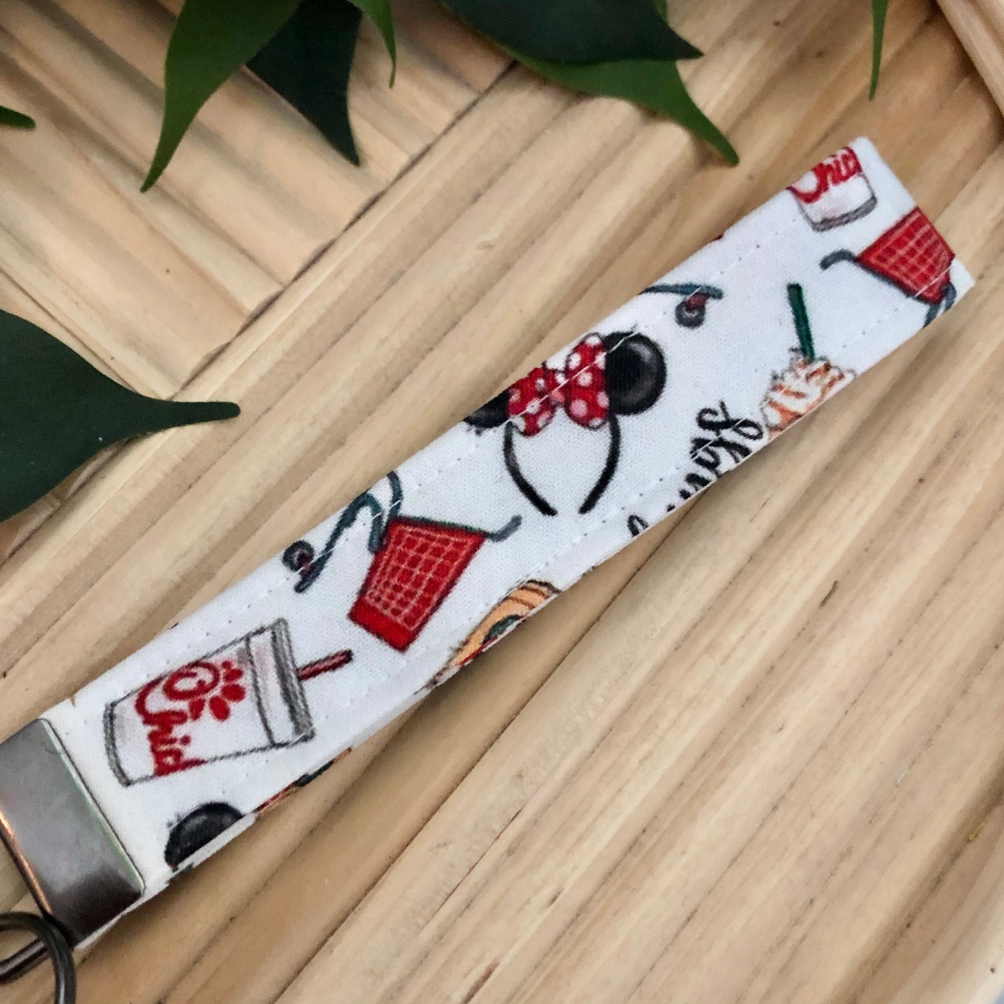 Favorite Things Print Fabric Wristlet Keychain, Key Fob