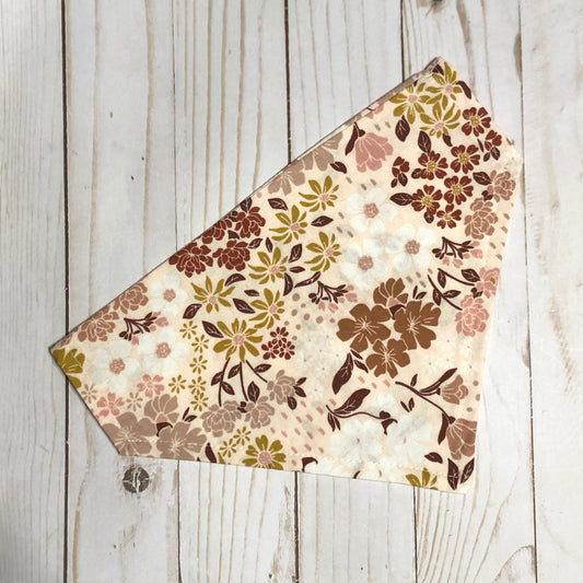 Earthy Floral Print Fabric Pet Bandana