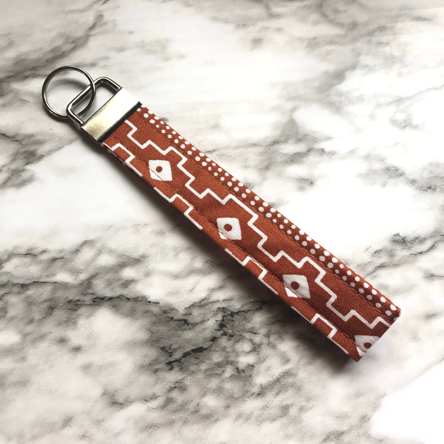 Boho Print Fabric Wristlet Keychain, Key Fob