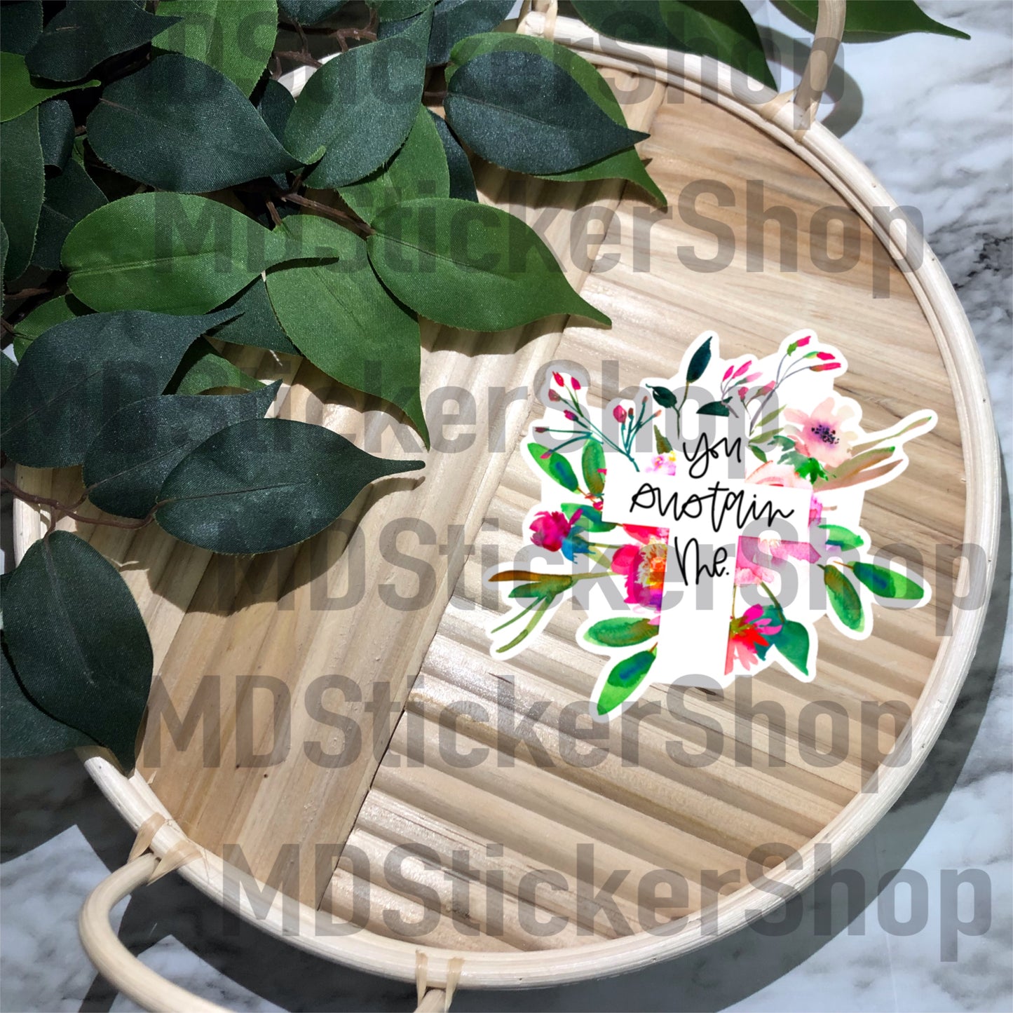 You Sustain Me Floral Cross Vinyl Sticker