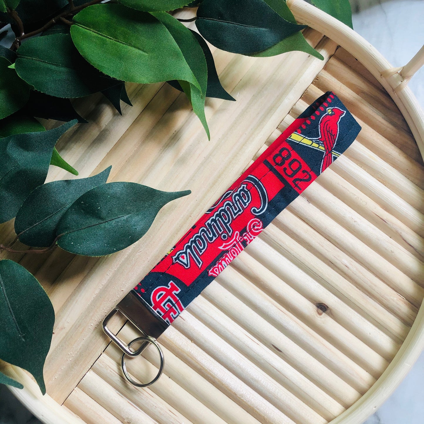 St. Louis Cardinals Print Fabric Wristlet Keychain, Key Fob