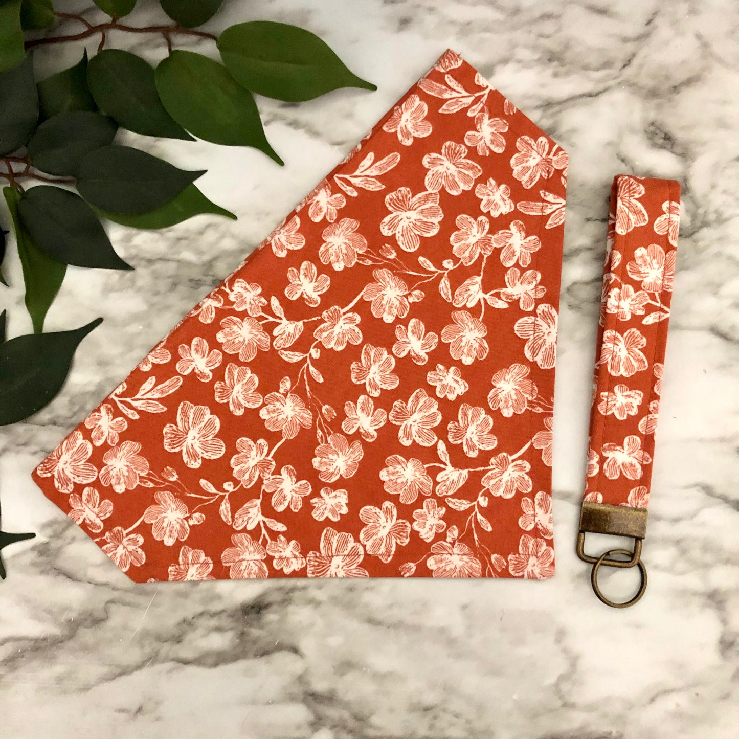 Rust Fall Floral Print Fabric Pet Bandana