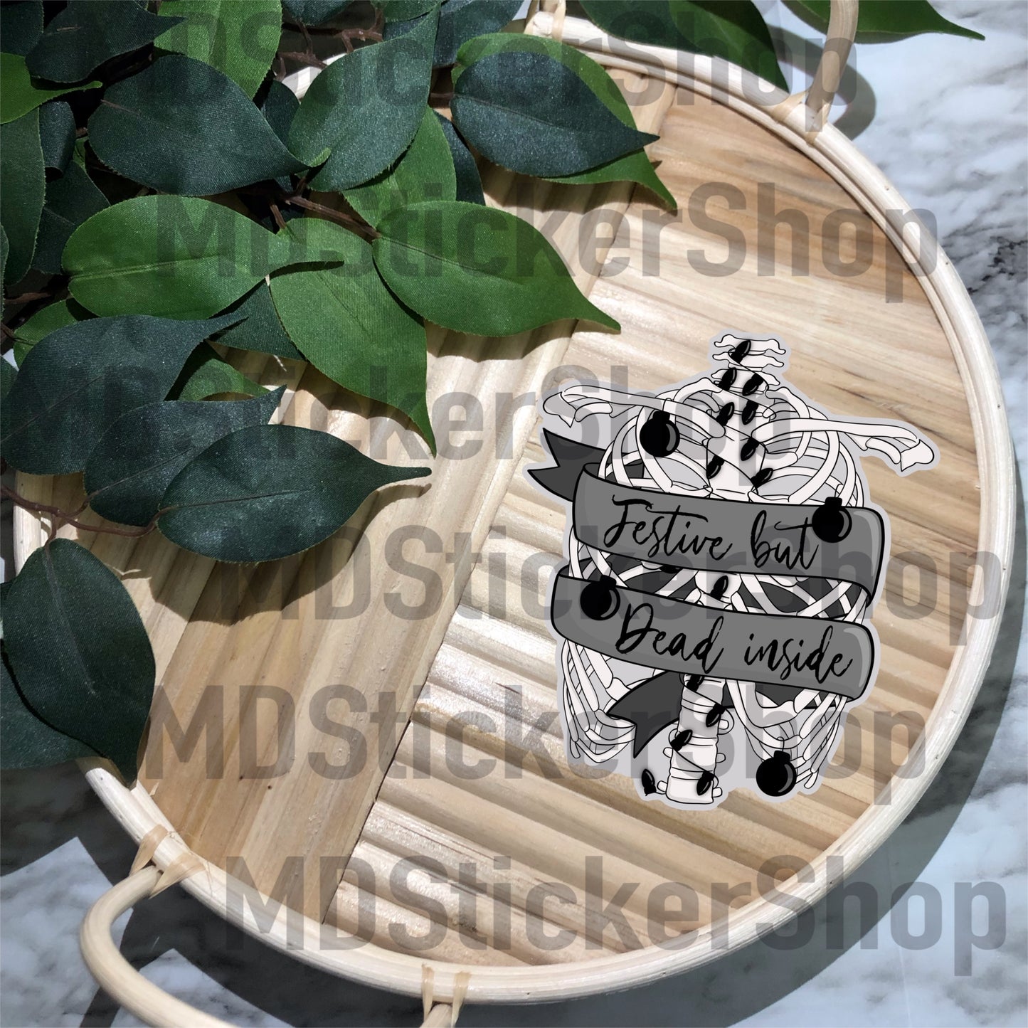 Festive But Dead Inside Vinyl Sticker