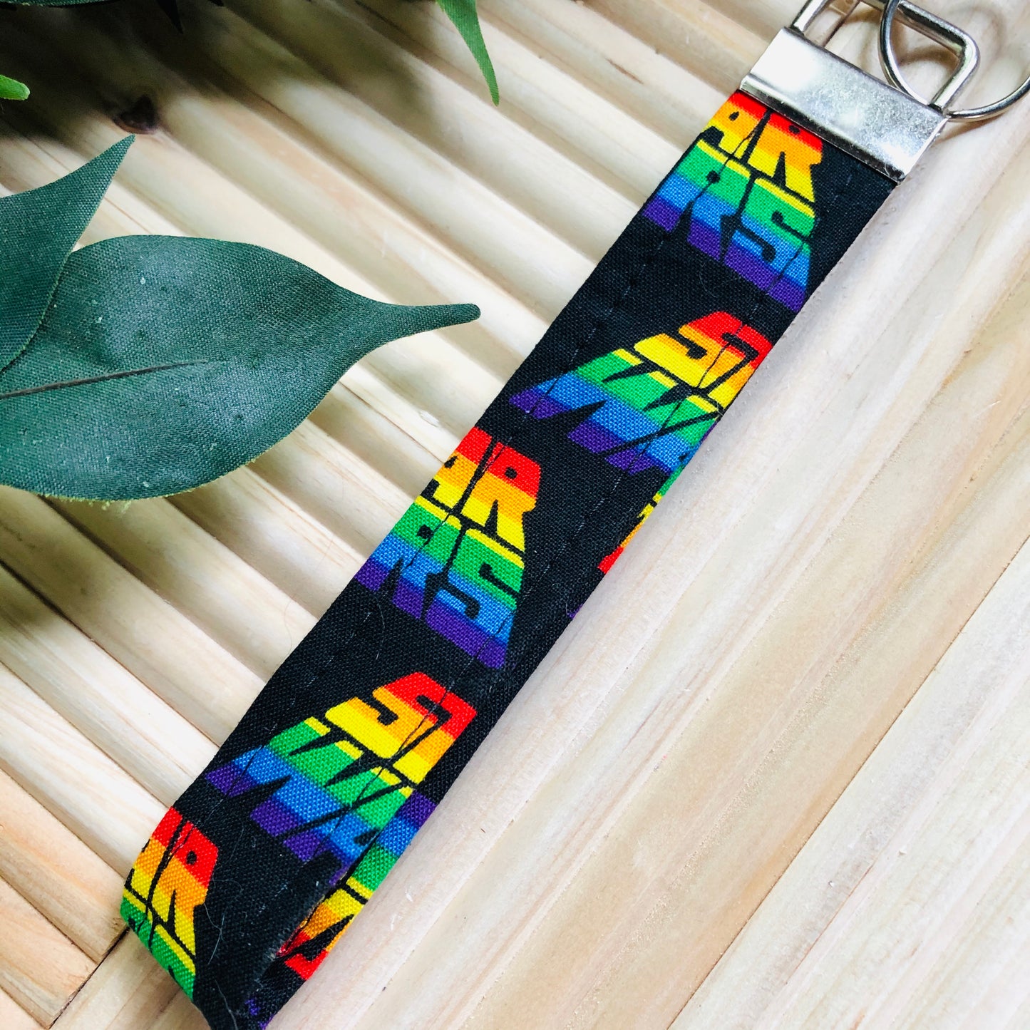 Star Wars Black Rainbow Print Wristlet Keychain, Key Fob