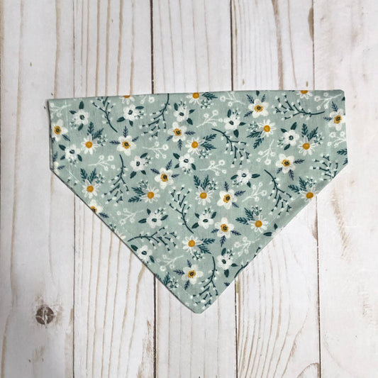 Blue Floral Print Fabric Pet Bandana