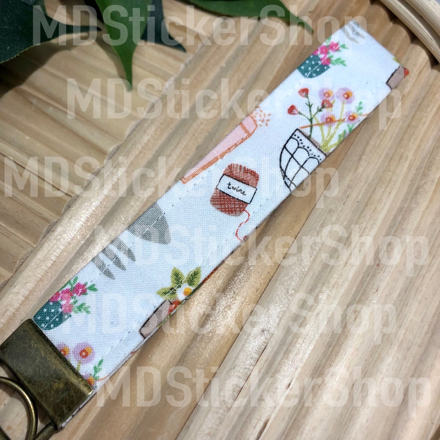 Gardening Print Fabric Keychain
