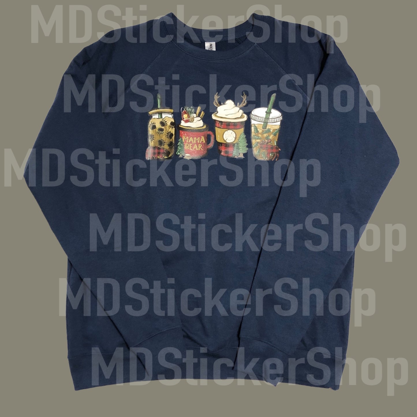 Mama Bear Latte Navy Pullover, Sweatshirt