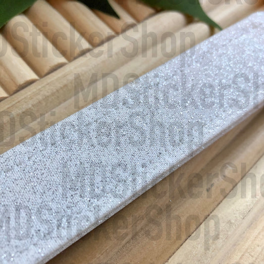 White Glitter Print Fabric Keychain