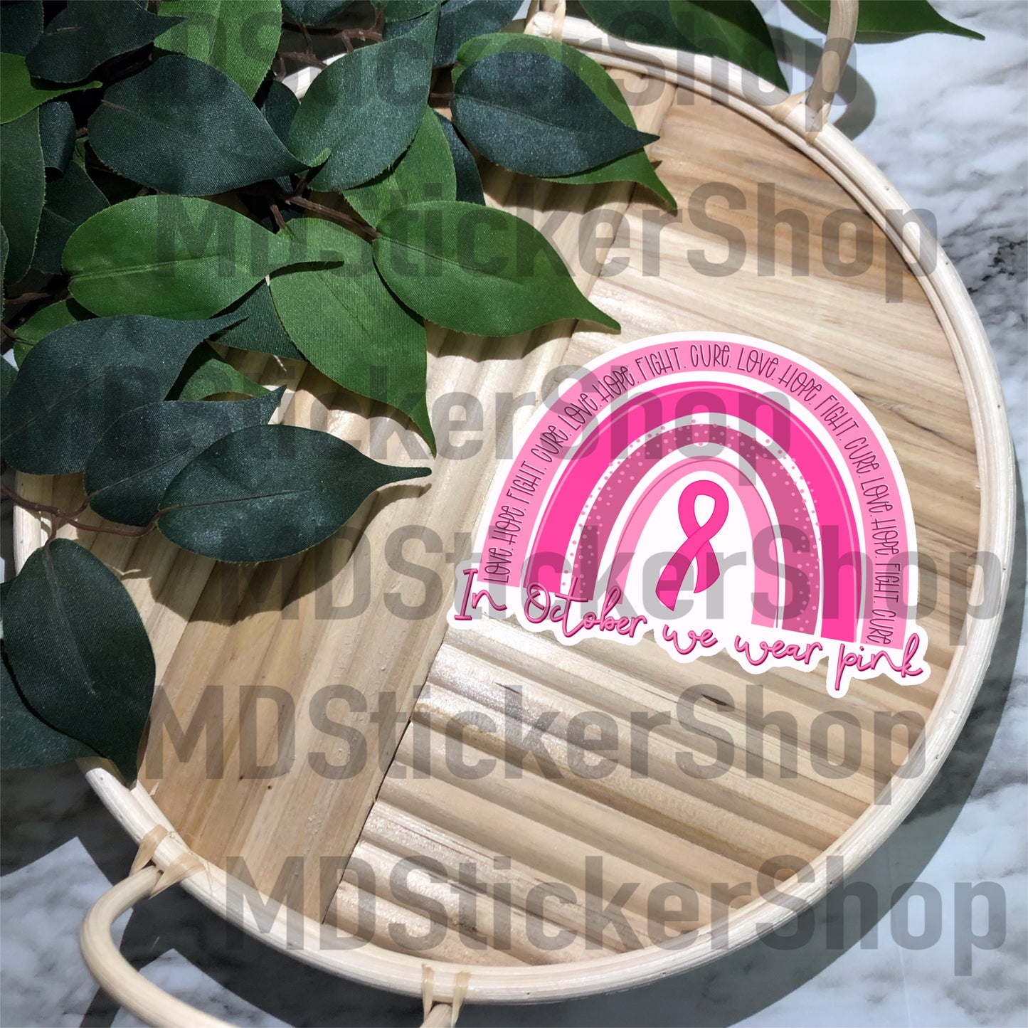 October Pink Rainbow Vinyl Sticker
