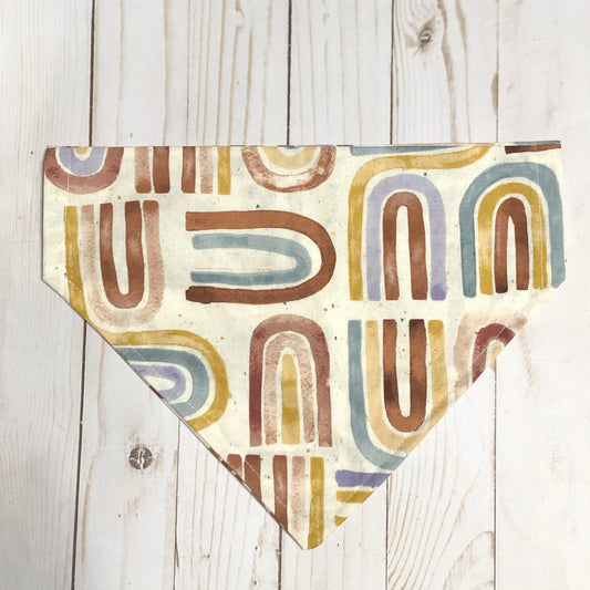 Watercolor Abstract Rainbows Print Fabric Pet Bandana