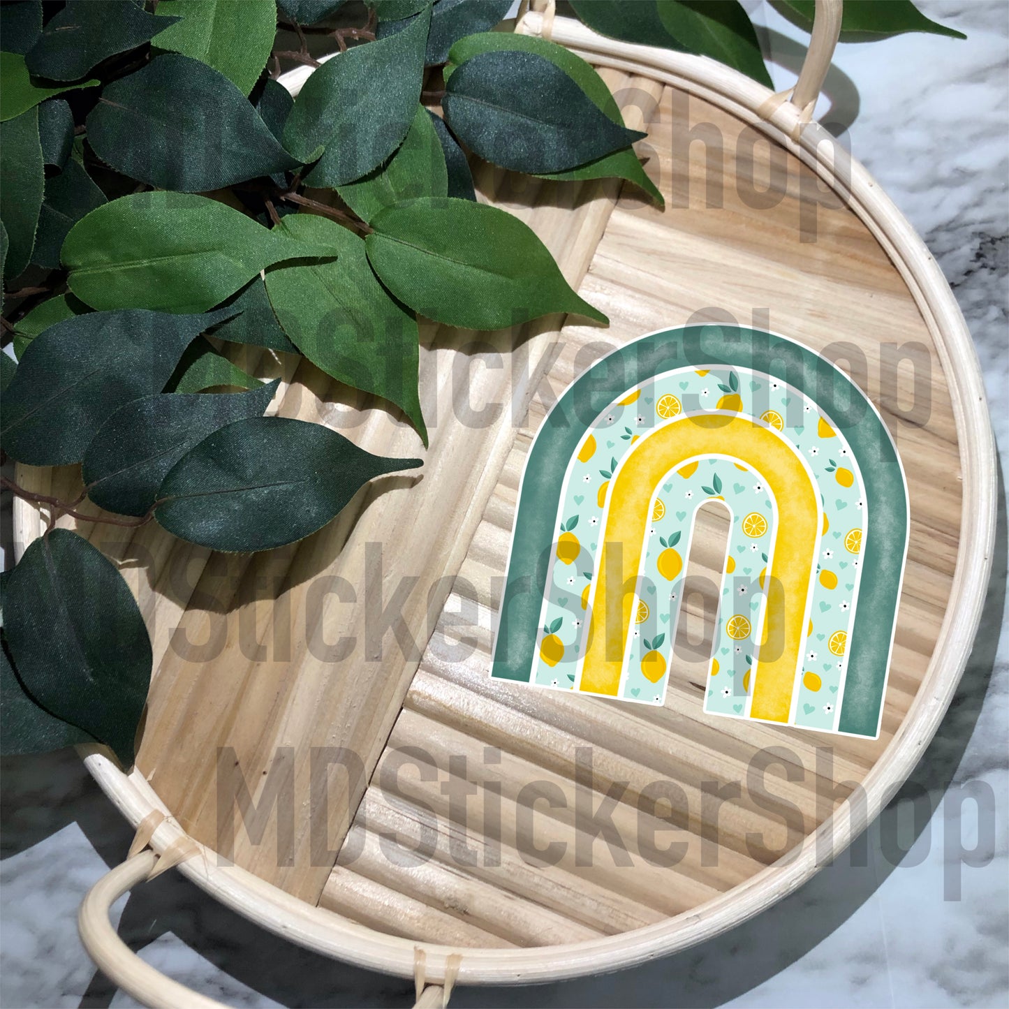 Lemon Print Rainbow Vinyl Sticker
