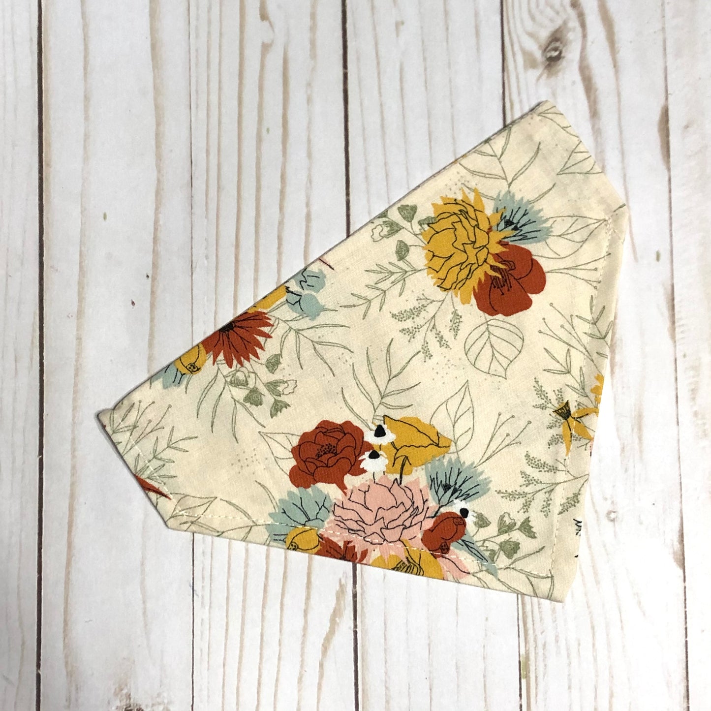 Mustard, Mint, & Orange Floral Print Fabric Pet Bandana