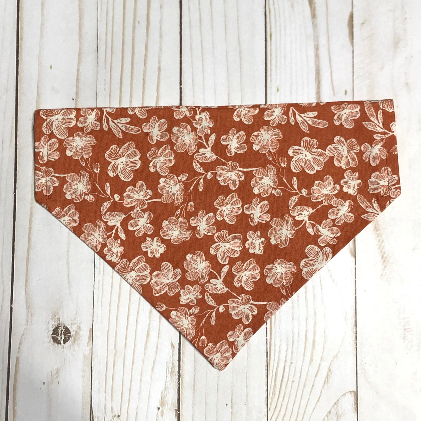 Rust Fall Floral Print Fabric Pet Bandana