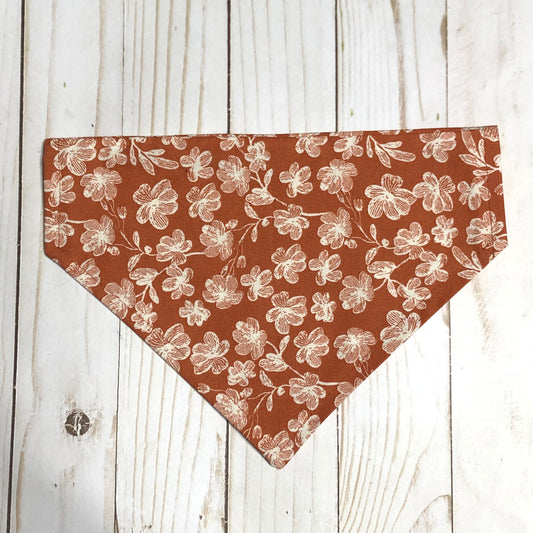 Rust Fall Floral Print Fabric Pet Bandana