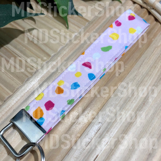Pink Terazzo Print Fabric Keychain