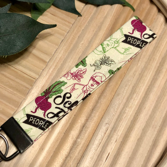 Dwight Schrute, Schrute Farms Print Fabric Wristlet Keychain, Key Fob