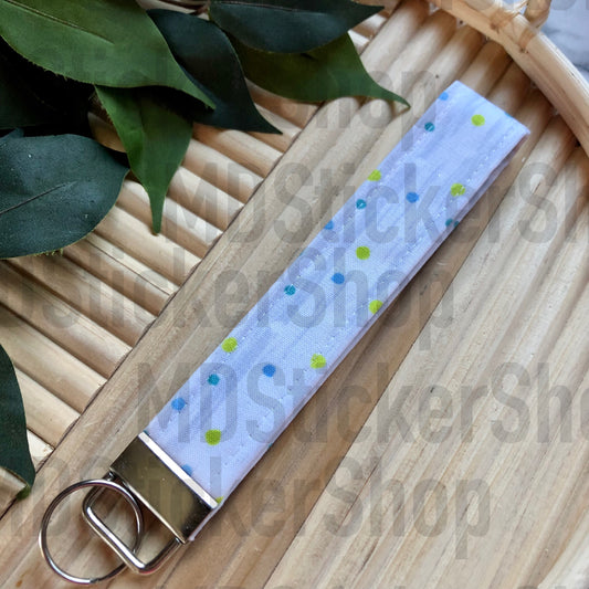 Grey Dot Print Fabric Keychain