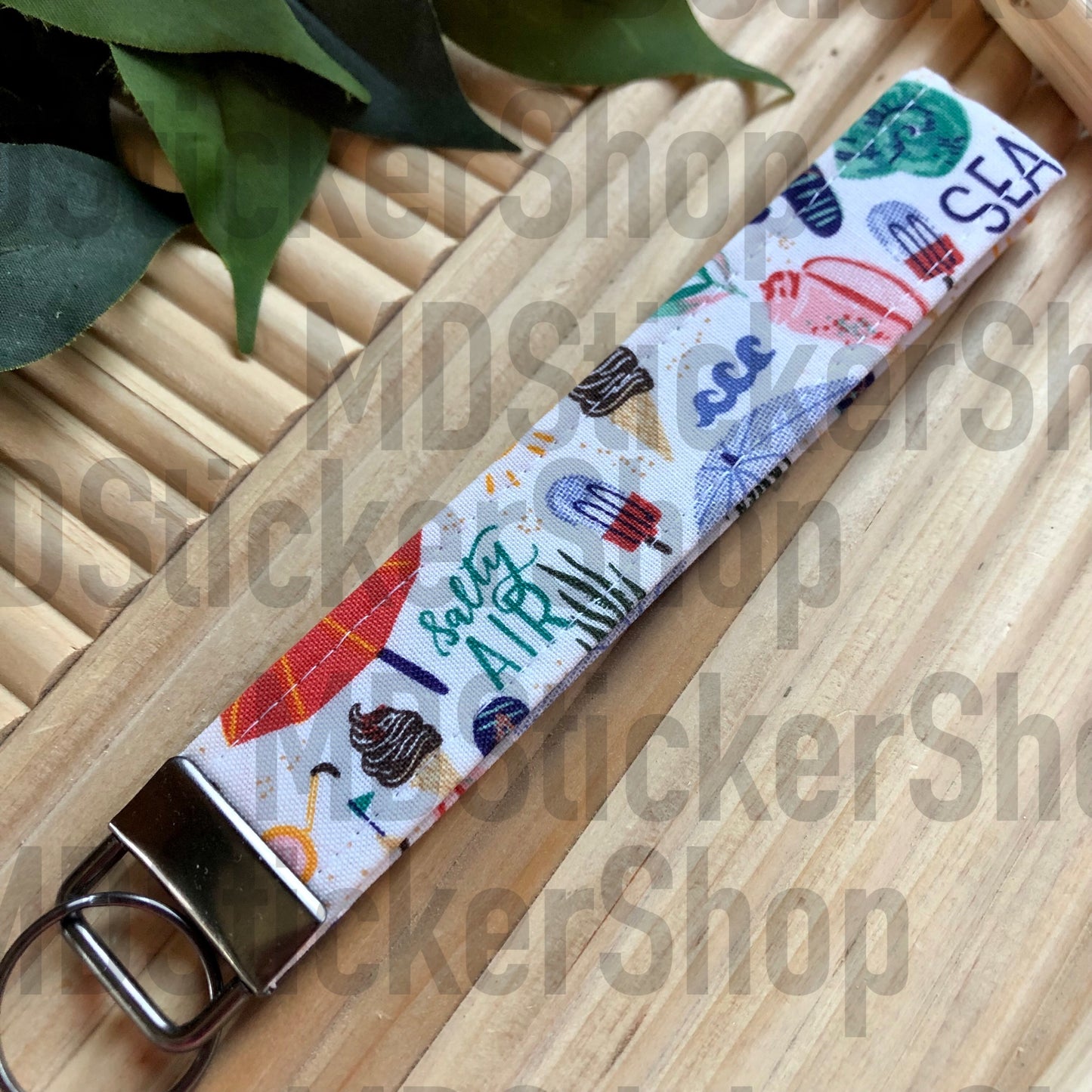Beach Print Fabric Keychain