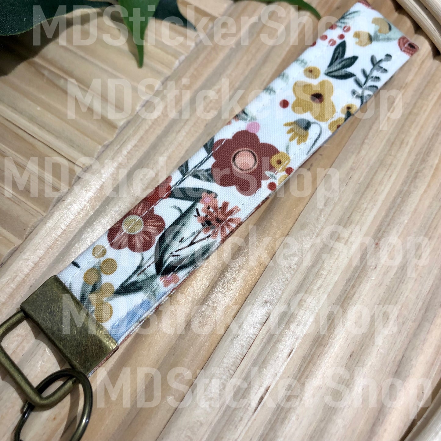 Farm Floral Print Fabric Keychain