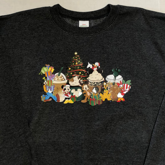 Holiday Mickey Latte Charcoal Heather Pullover, Sweatshirt