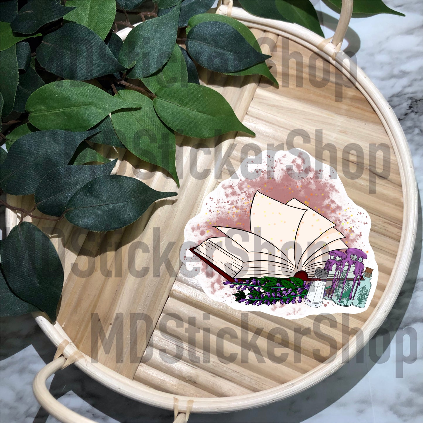 Magical Book and Herbs Vinyl Sticker