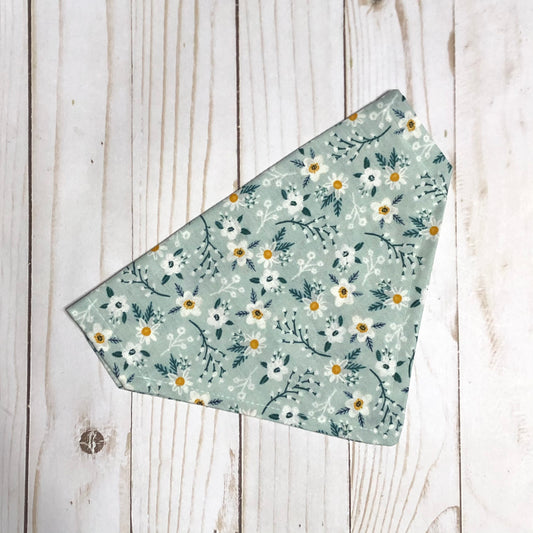 Blue Floral Print Fabric Pet Bandana