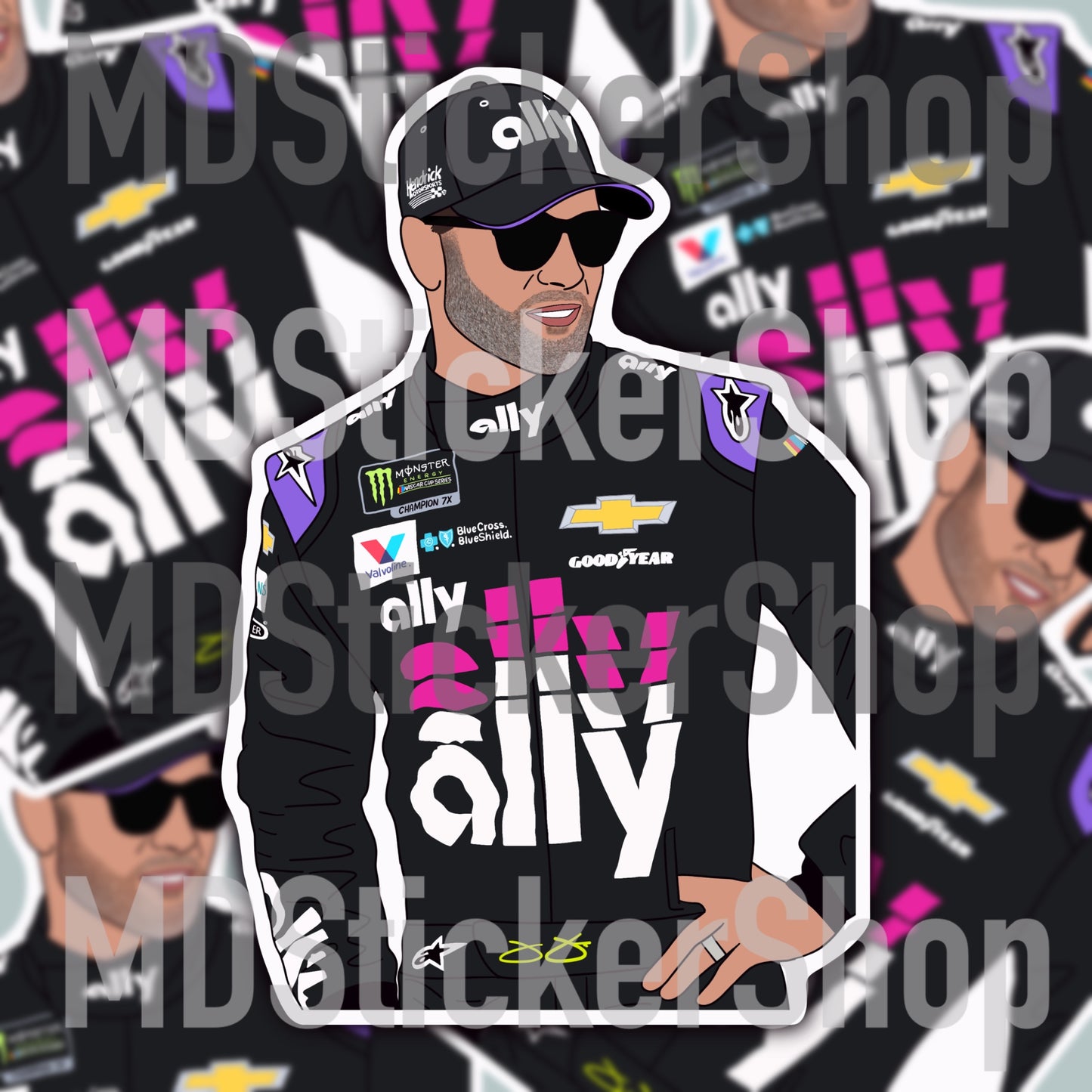 Jimmie Johnson NASCAR Cup Driver Silhouette Vinyl Sticker
