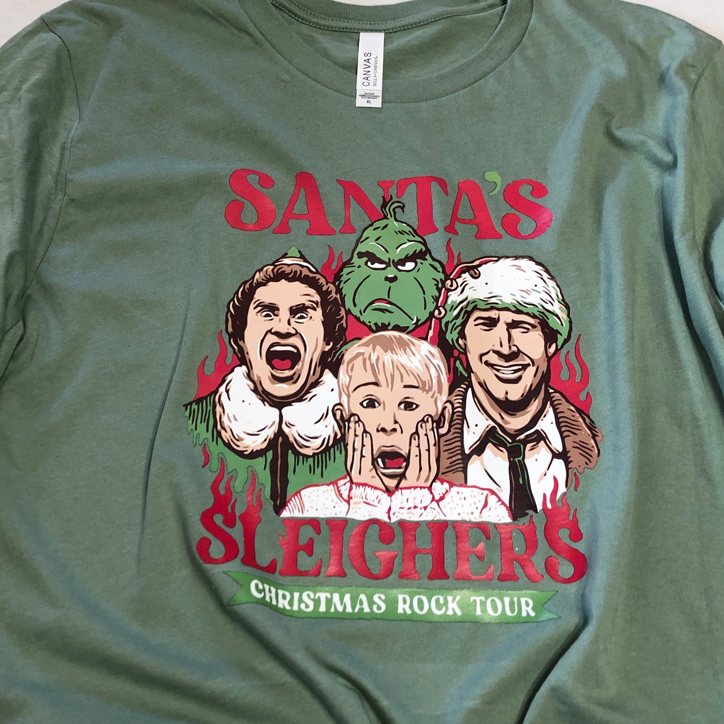 Santa’s Sleighers Sage Green Tee