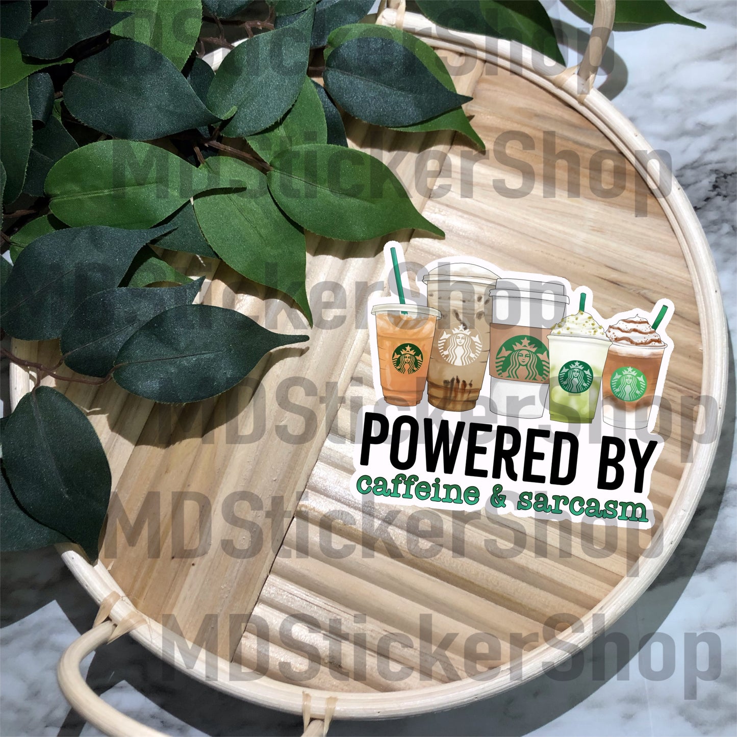 Powered By Caffeine and Sarcasm Vinyl Sticker