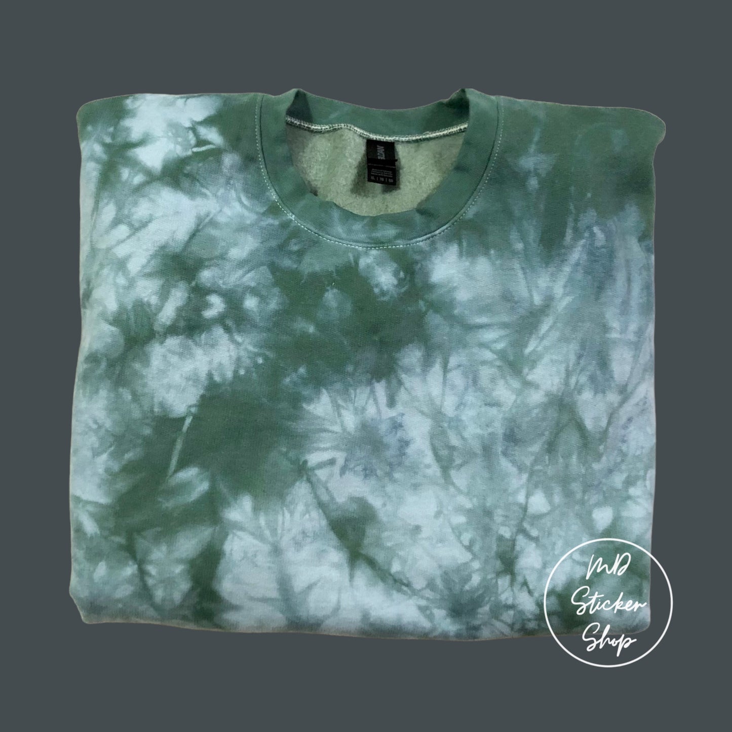 Forest Green Tie Dye Blank Crewneck Sweatshirt