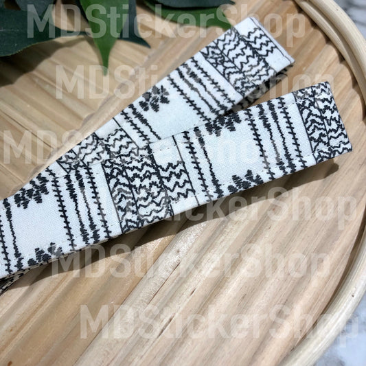 Cream Faux Embroidered Print Fabric Keychain