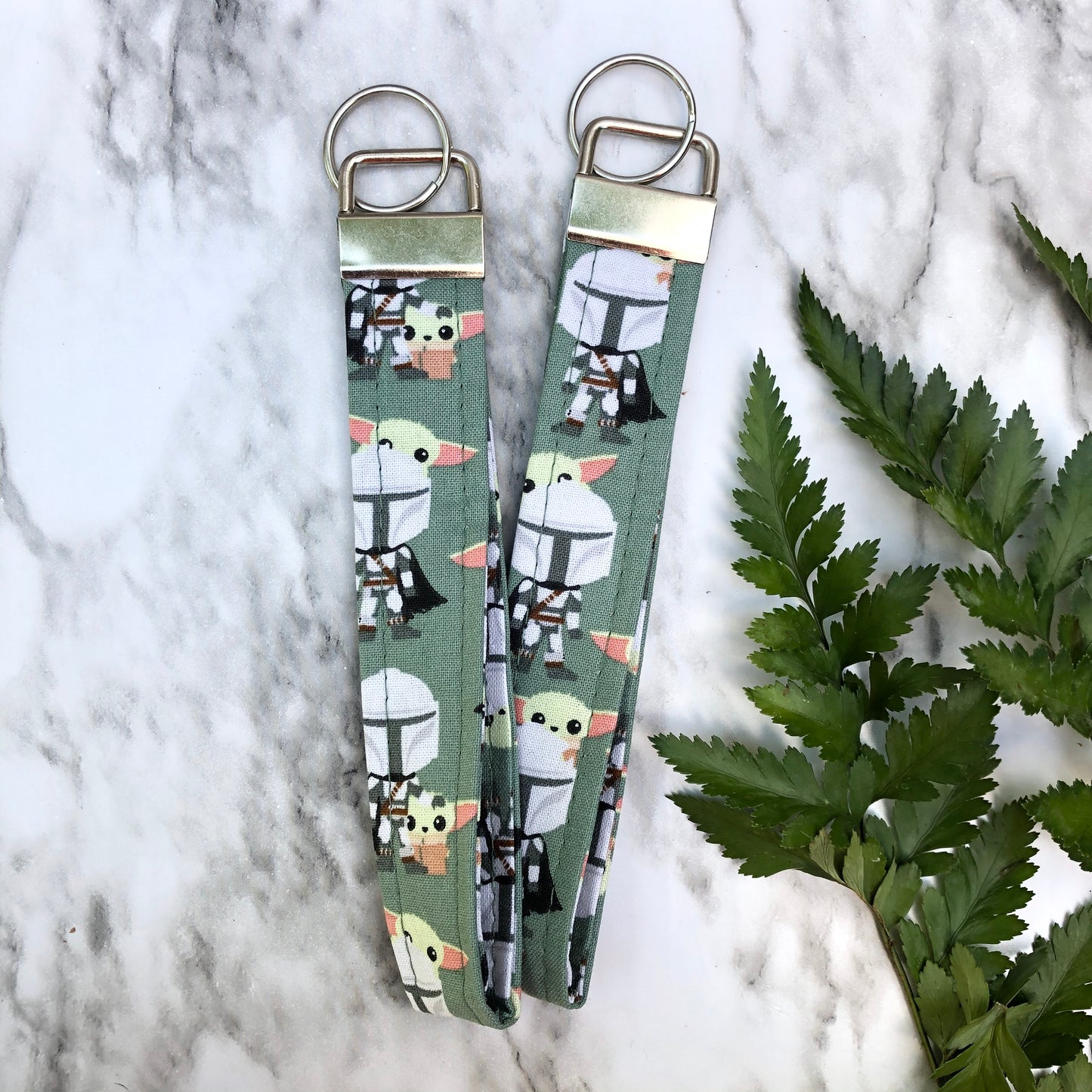 Mandalorian Star Wars Print Wristlet Keychain, Key Fob